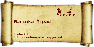 Marinka Árpád névjegykártya